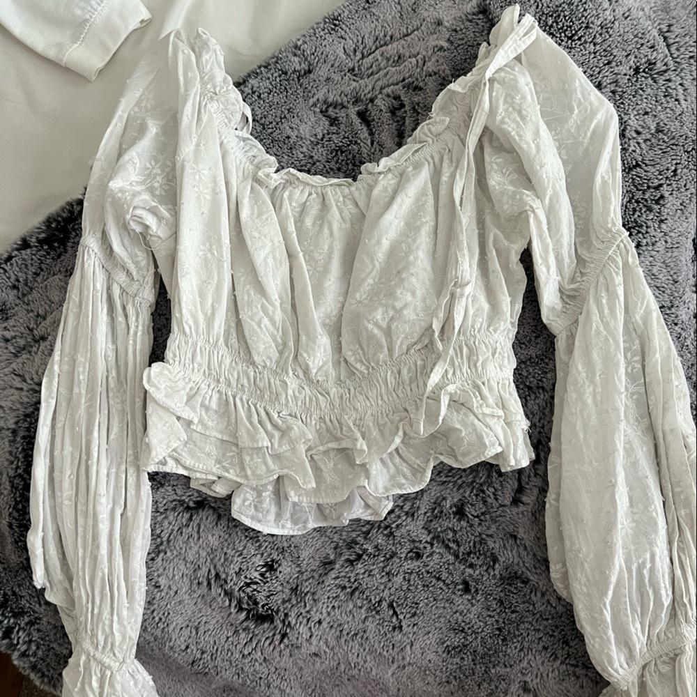 Princess Polly White Puff Sleeve Crop Top
